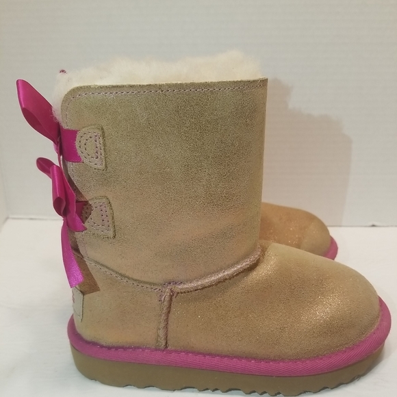 UGG Other - UGG Toddler Girls Bailey Bow II Shimmer Pink/ Tan Boots - Size US  11  EU 28.5
